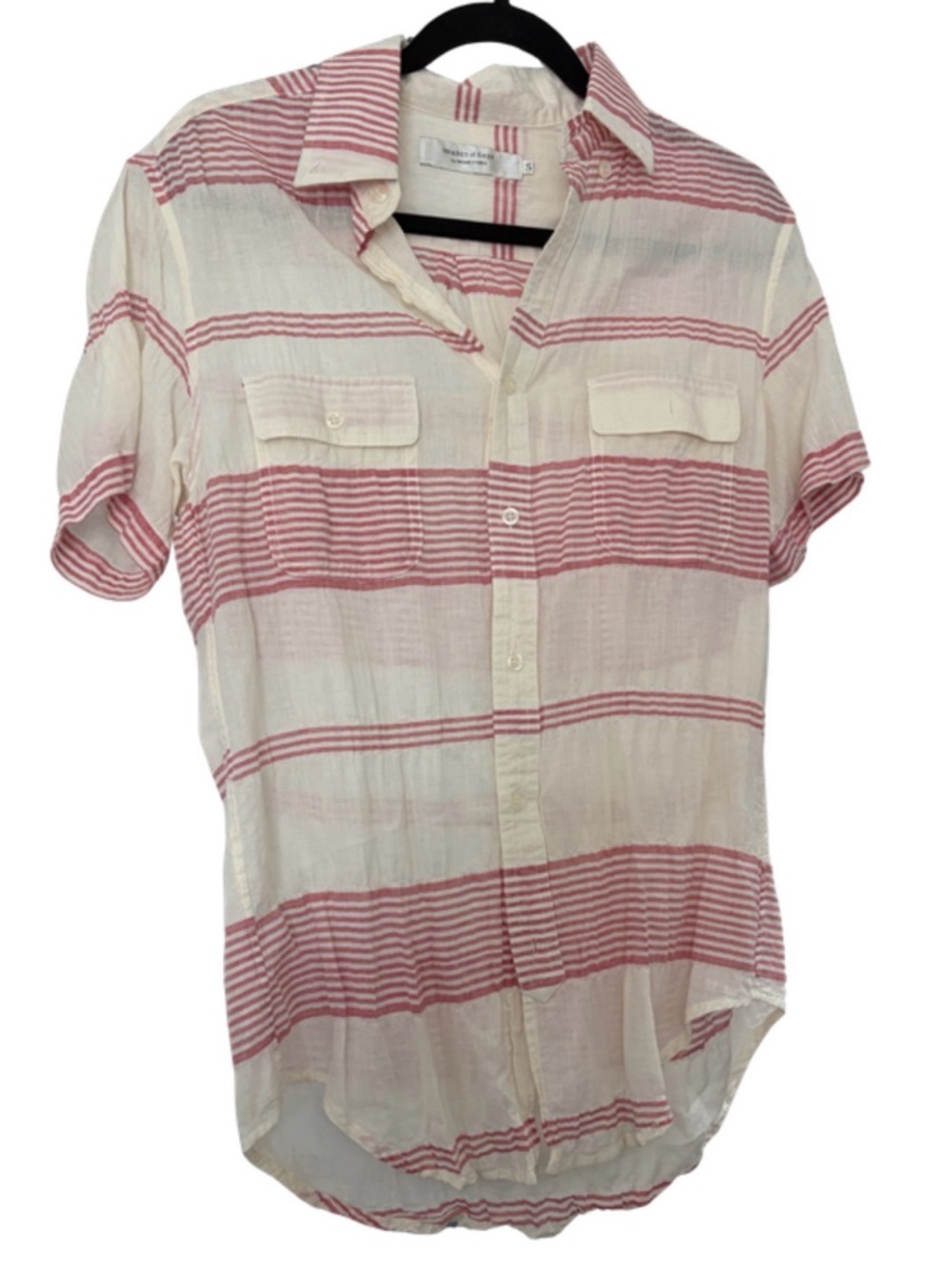 SHADES OF GREY BY MICAH COHEN Salmon & Ivory Striped Short-Sleeve Shirt